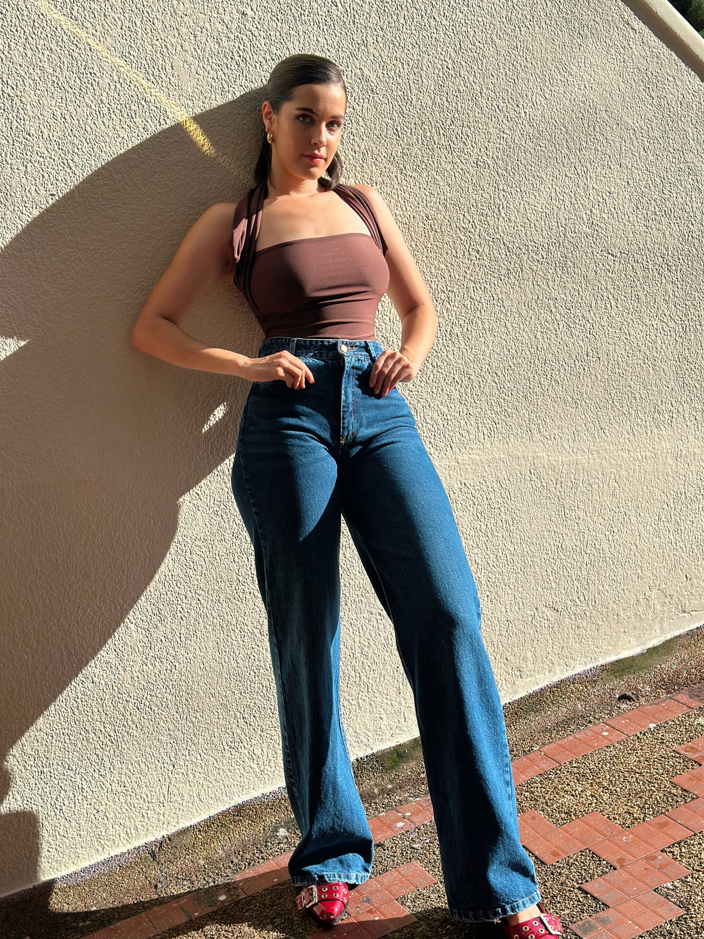 Jean Wide Leg Suiza Oscuro