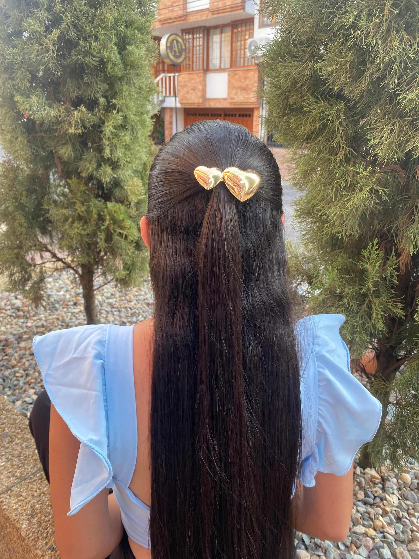 Hair Clip Doble Corazón Liso