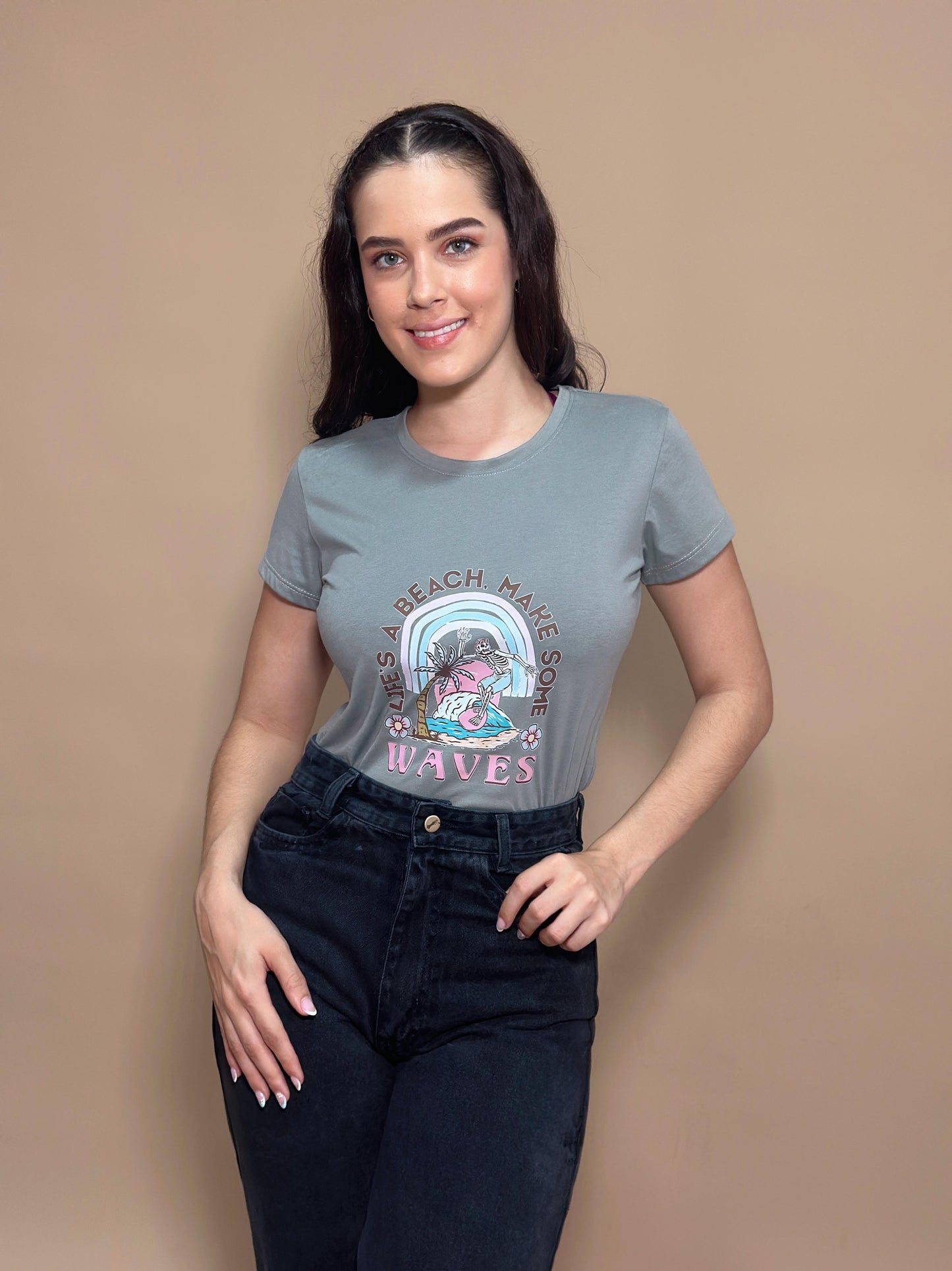 Básica Estampada Gris Waves