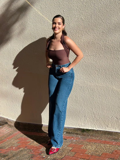 Jean Wide Leg Suiza Oscuro
