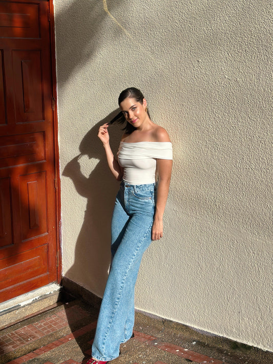 Jean Wide Leg Suiza Claro