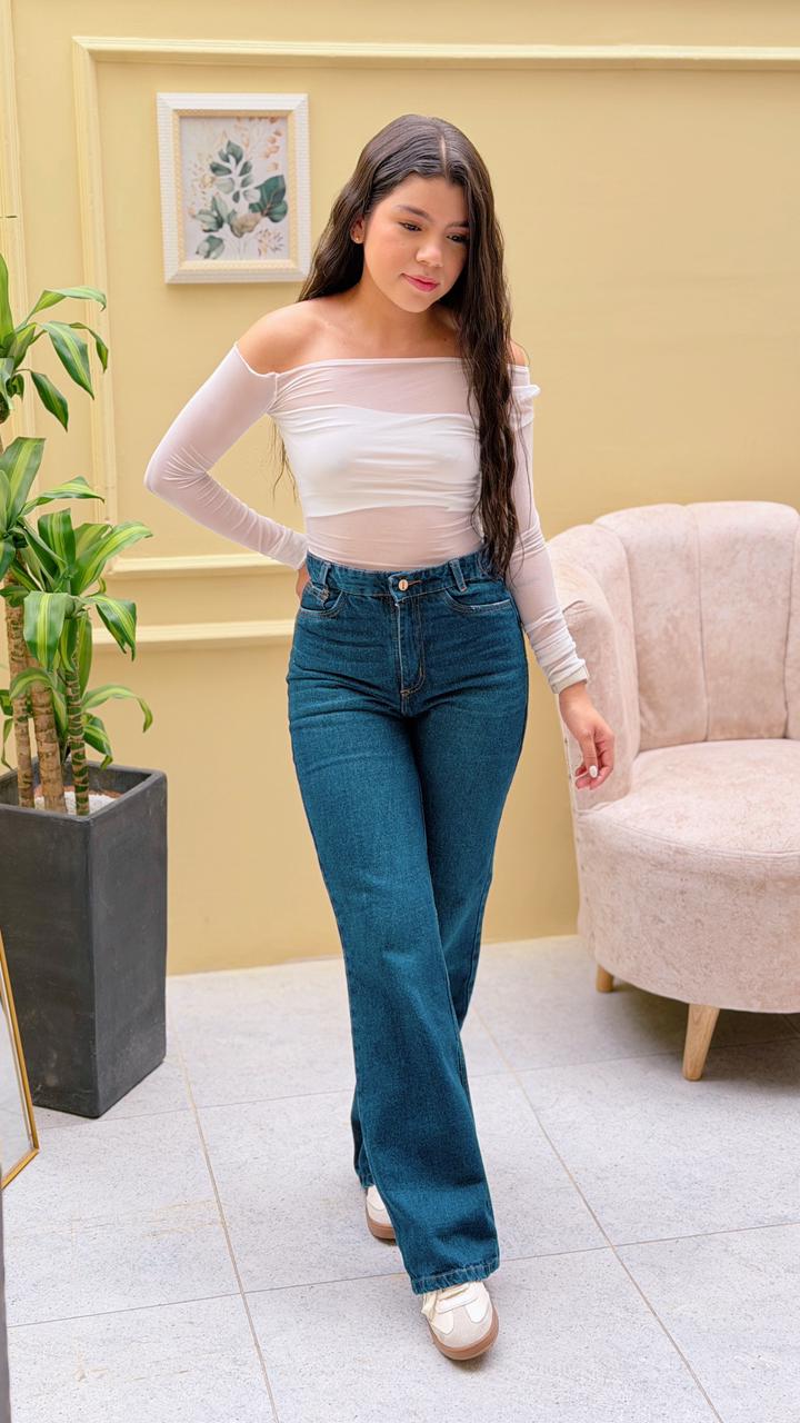 Jean Mom Flare Letonia Oscuro