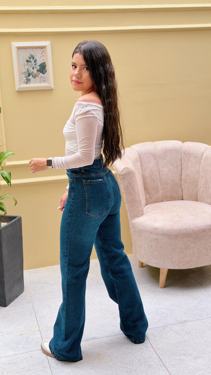 Jean Mom Flare Letonia Claro