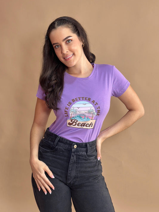 Básica Estampada Lila Life is Better