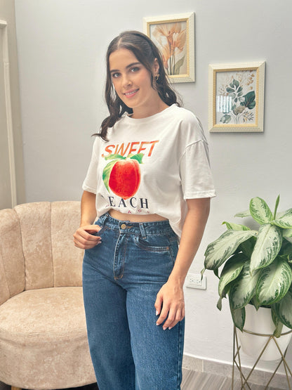 Básica Oversize Blanca Peach